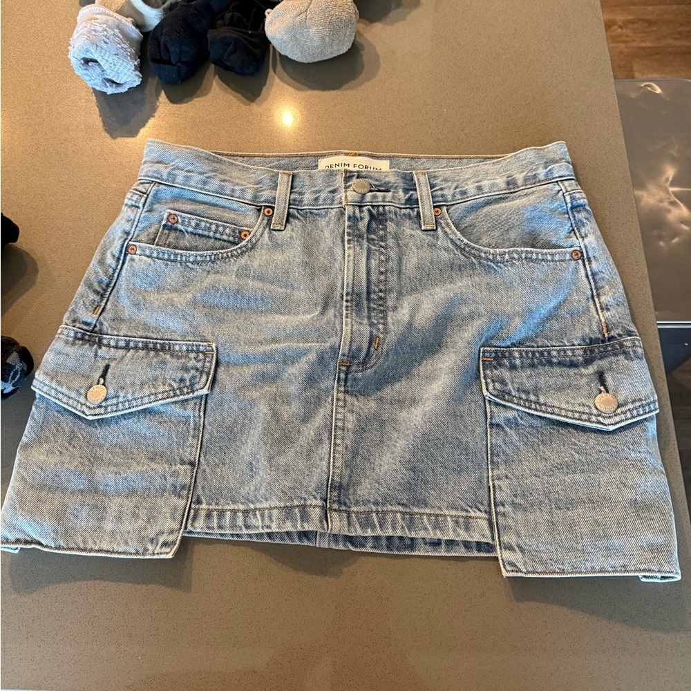 Denim Forum The 90s Cargo Mini Denim Skirt